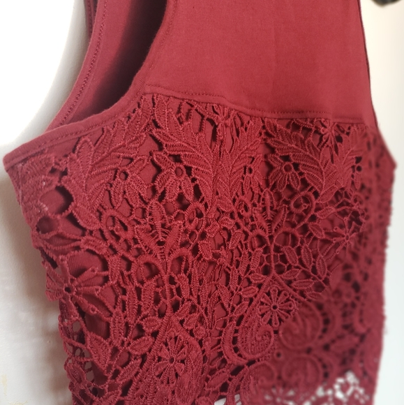 Burgundy Lace Top - Picture 3 of 3